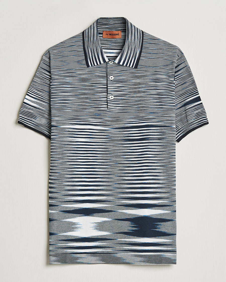 Herre | Pikéer | Missoni | Fiammato Knitted Polo Navy/White