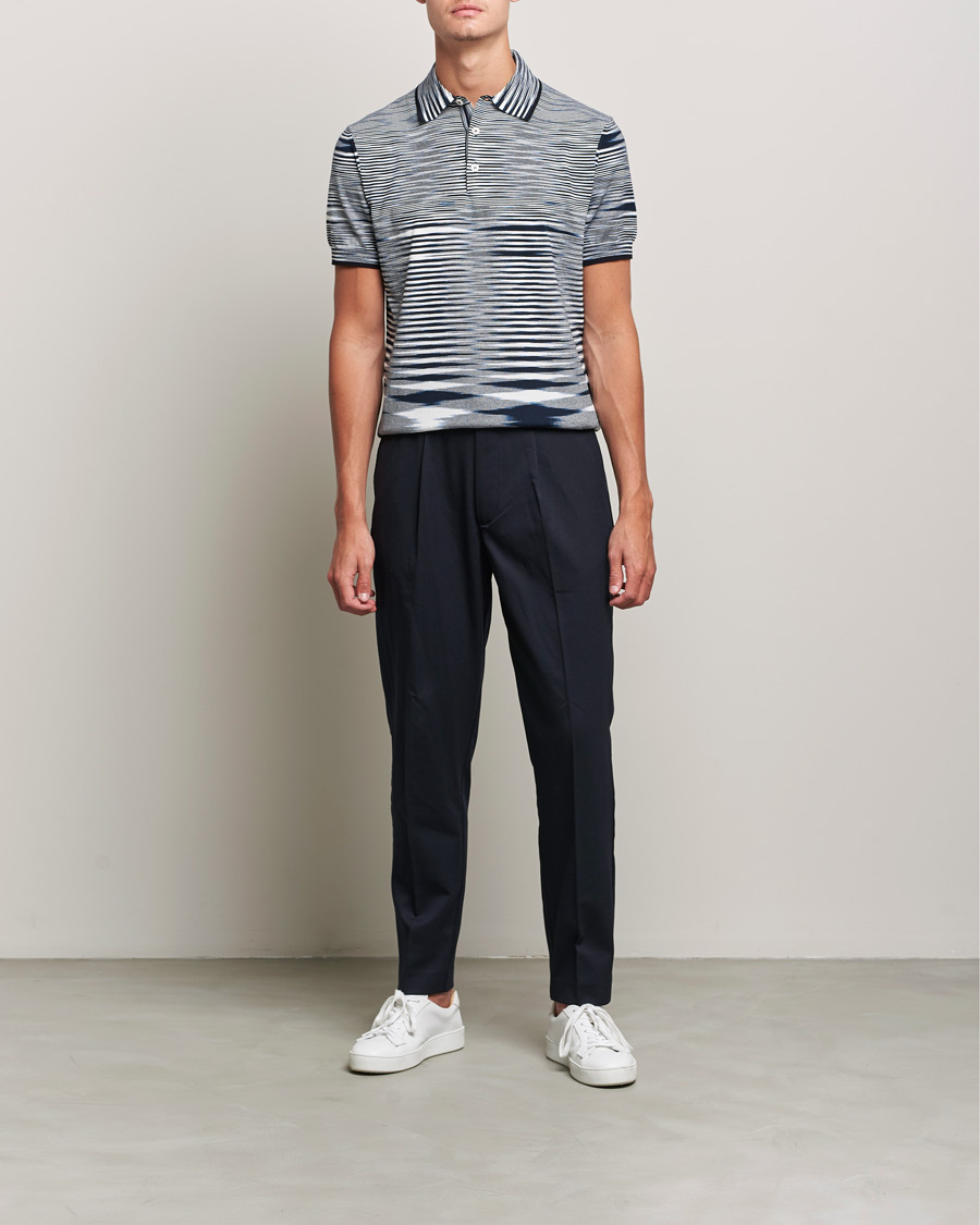 Herre | Pikéer | Missoni | Fiammato Knitted Polo Navy/White