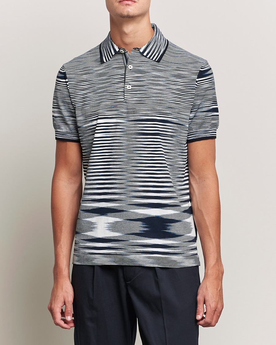 Herre | Pikéer | Missoni | Fiammato Knitted Polo Navy/White