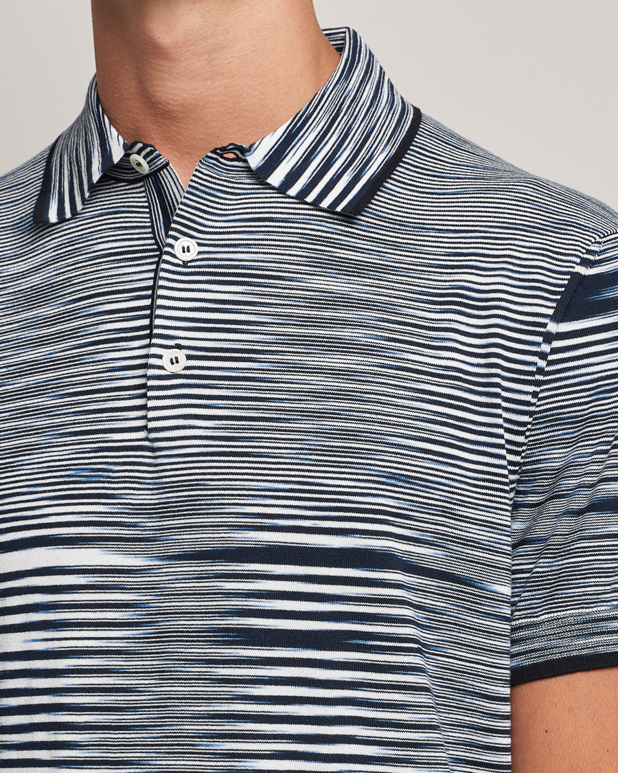 Herre | Pikéer | Missoni | Fiammato Knitted Polo Navy/White