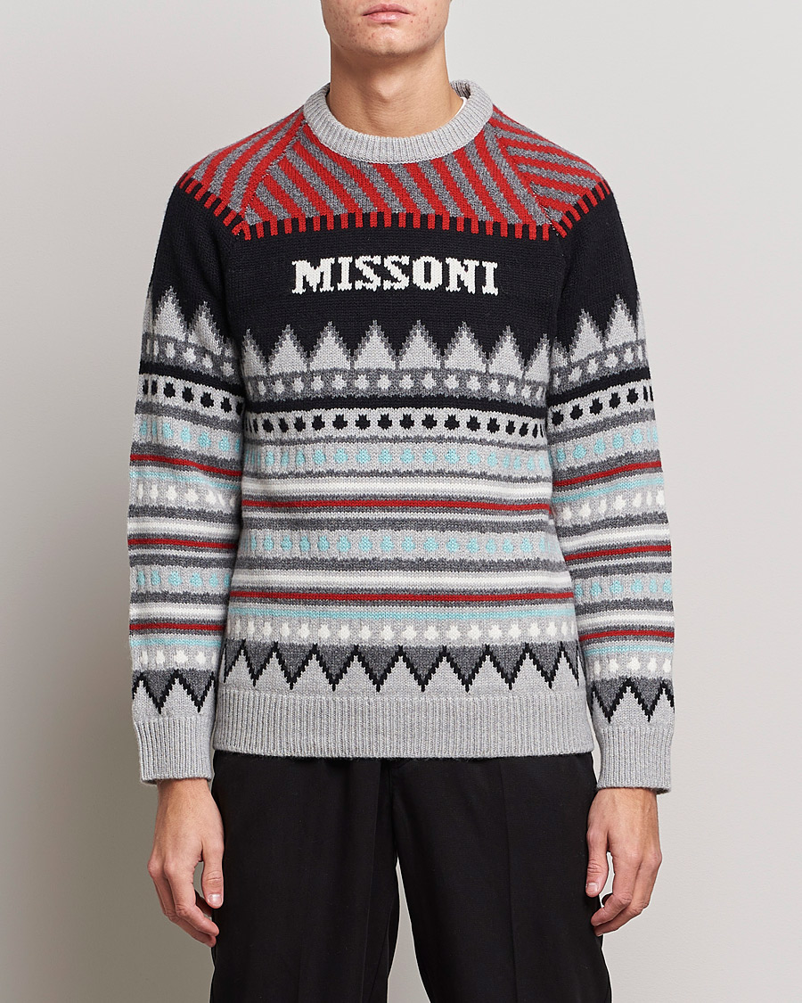 Herre | Julegensere | Missoni | Mountain Calling Jacquard Sweater Grey/Red