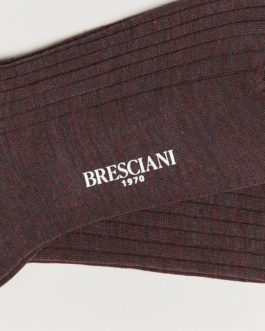 Herre | Bresciani | Bresciani | Wool/Nylon Ribbed Short Socks Wine Melange