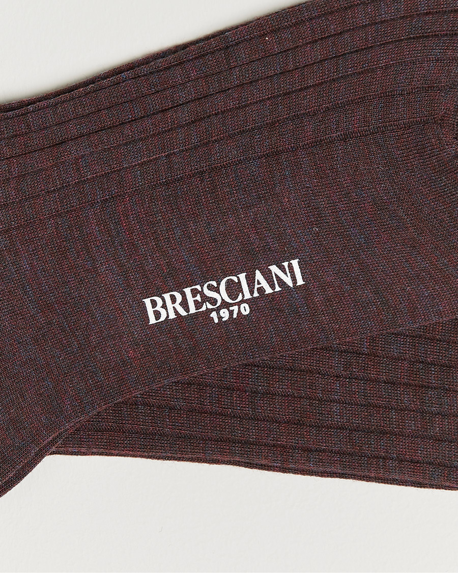 Herre | Undertøy | Bresciani | Wool/Nylon Ribbed Short Socks Wine Melange
