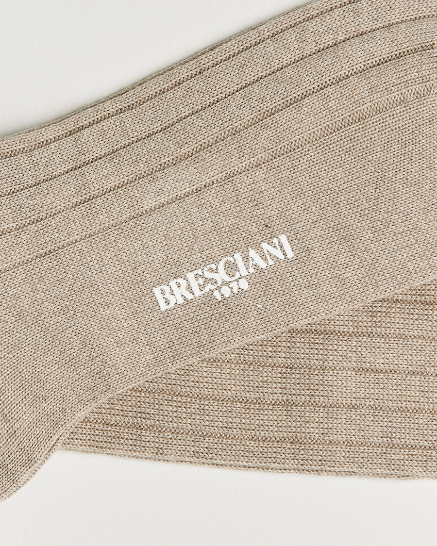 Herre | Undertøy | Bresciani | Wool/Nylon Heavy Ribbed Socks Beige