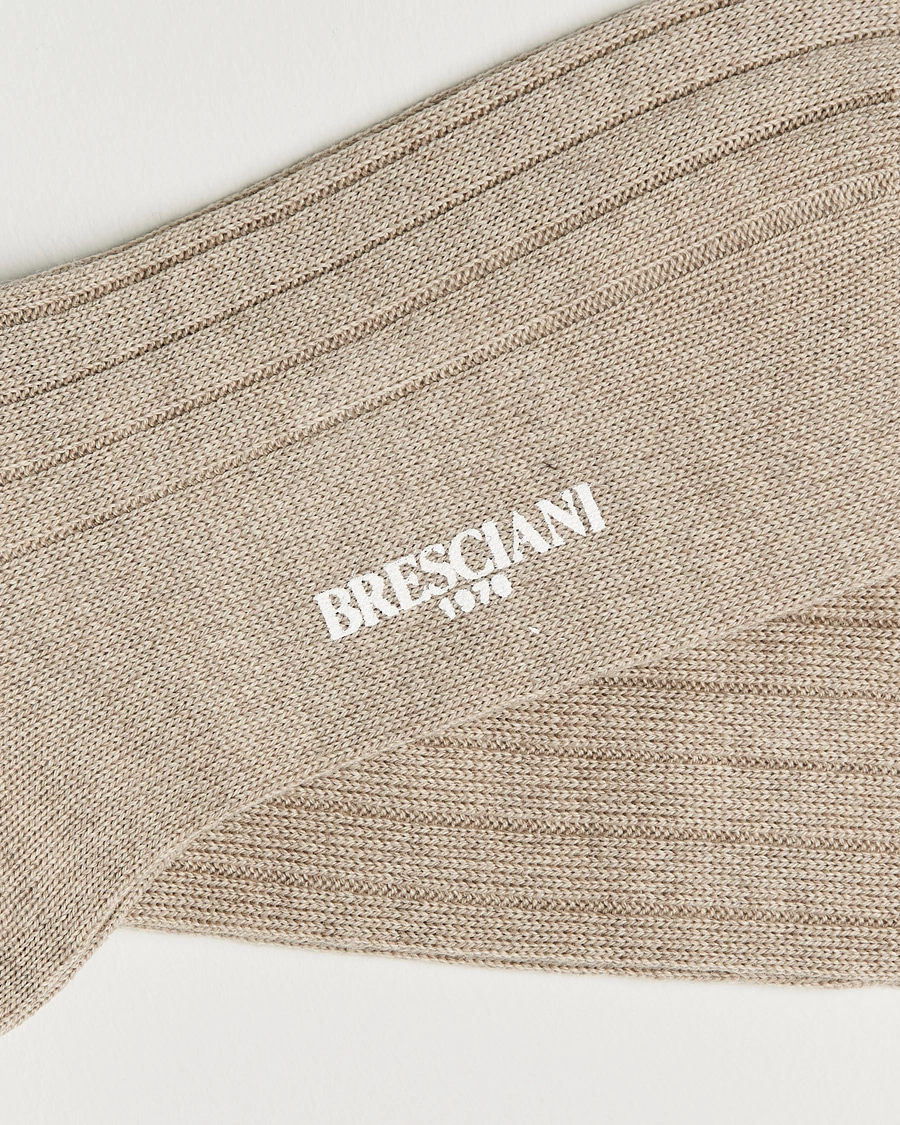 Herre | Undertøy | Bresciani | Wool/Nylon Heavy Ribbed Socks Beige
