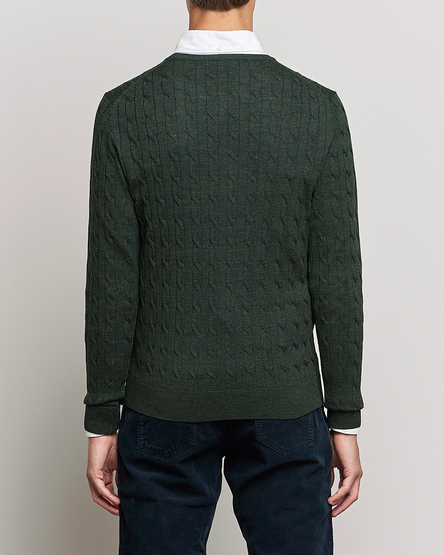 Herre | Gensere | Morris | Merino Cable Crew Neck Olive