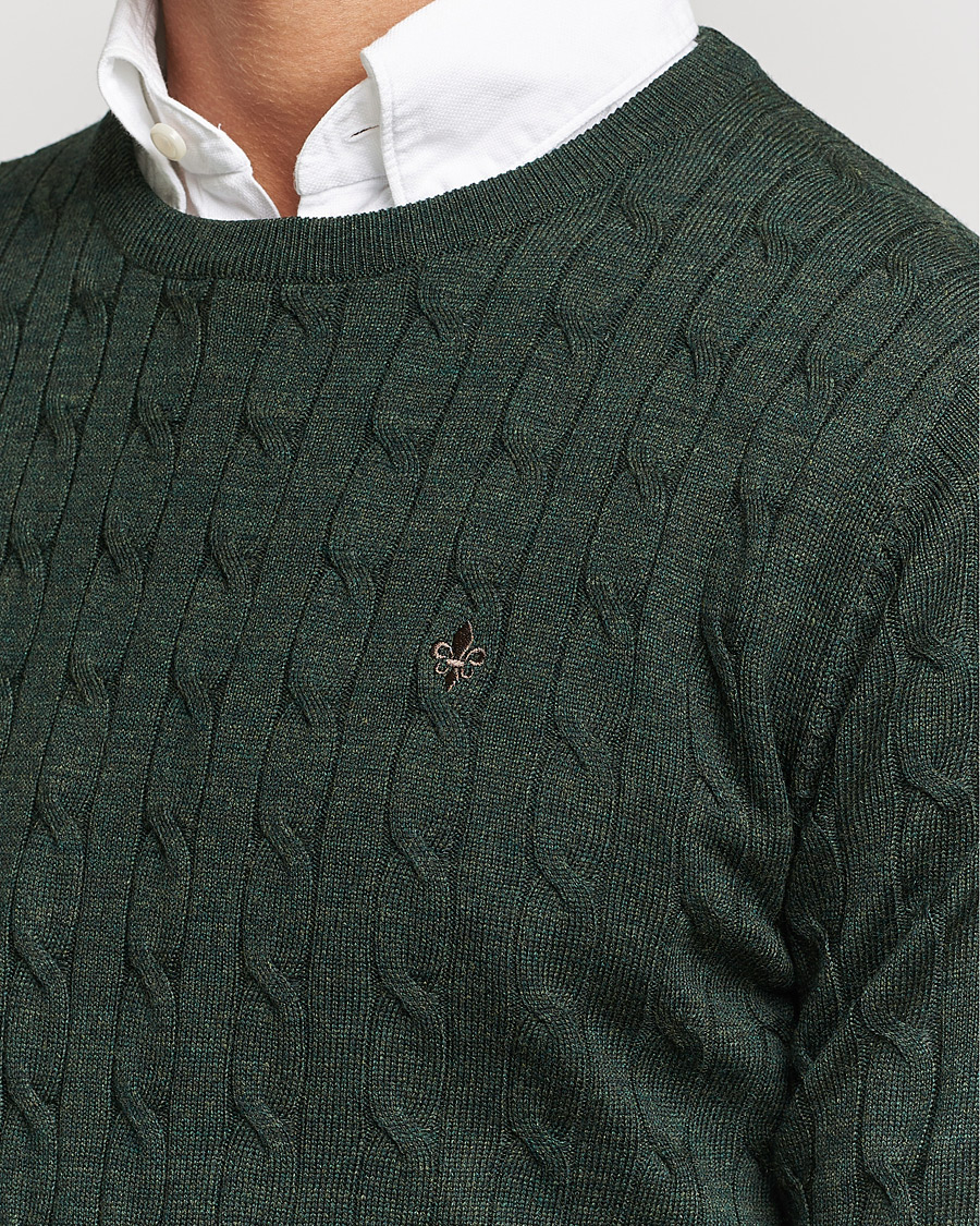 Herre | Gensere | Morris | Merino Cable Crew Neck Olive