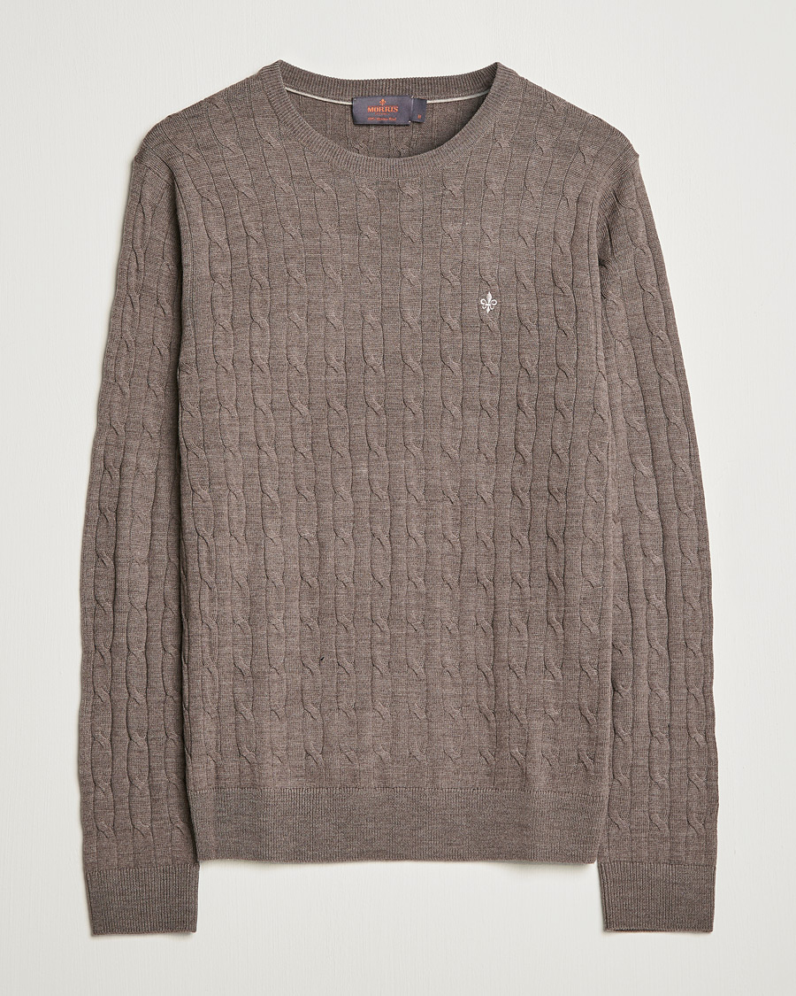 Herre | Gensere | Morris | Merino Cable Crew Neck Light Brown