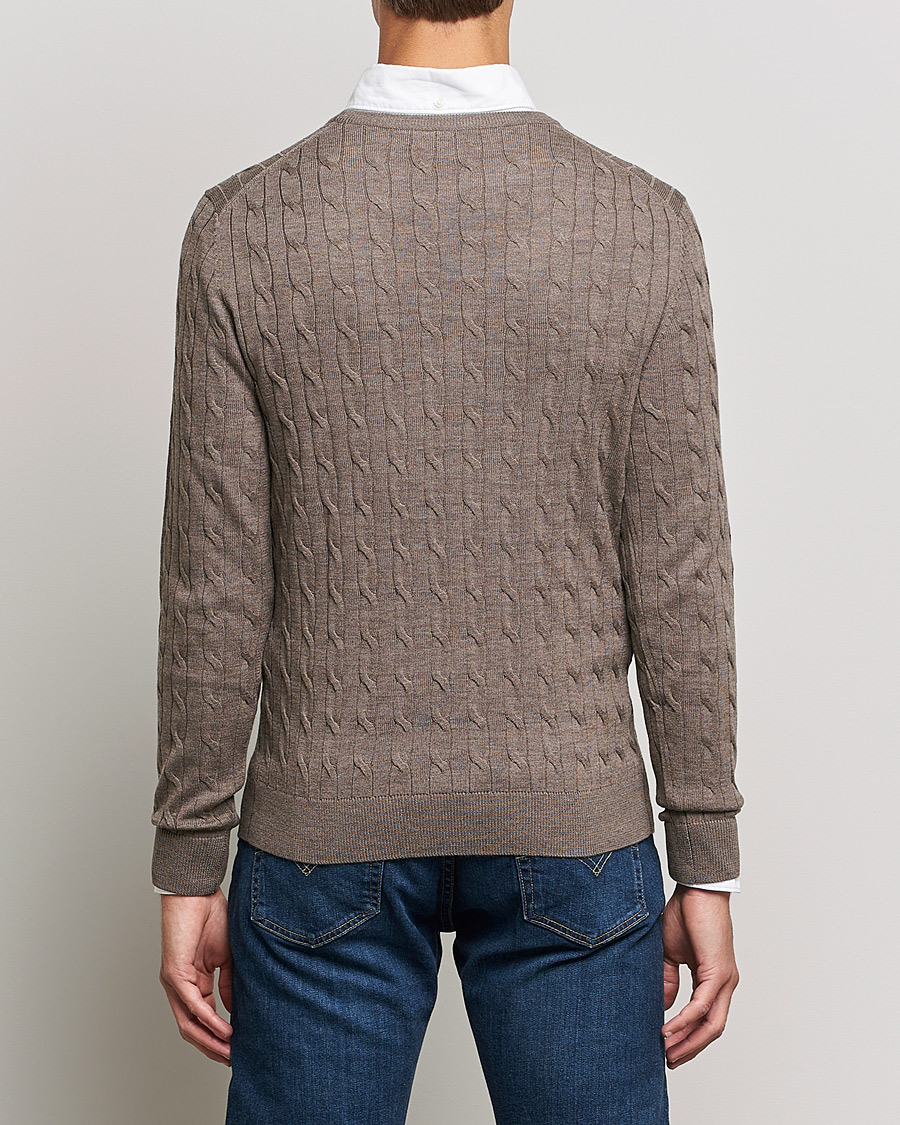 Herre | Gensere | Morris | Merino Cable Crew Neck Light Brown