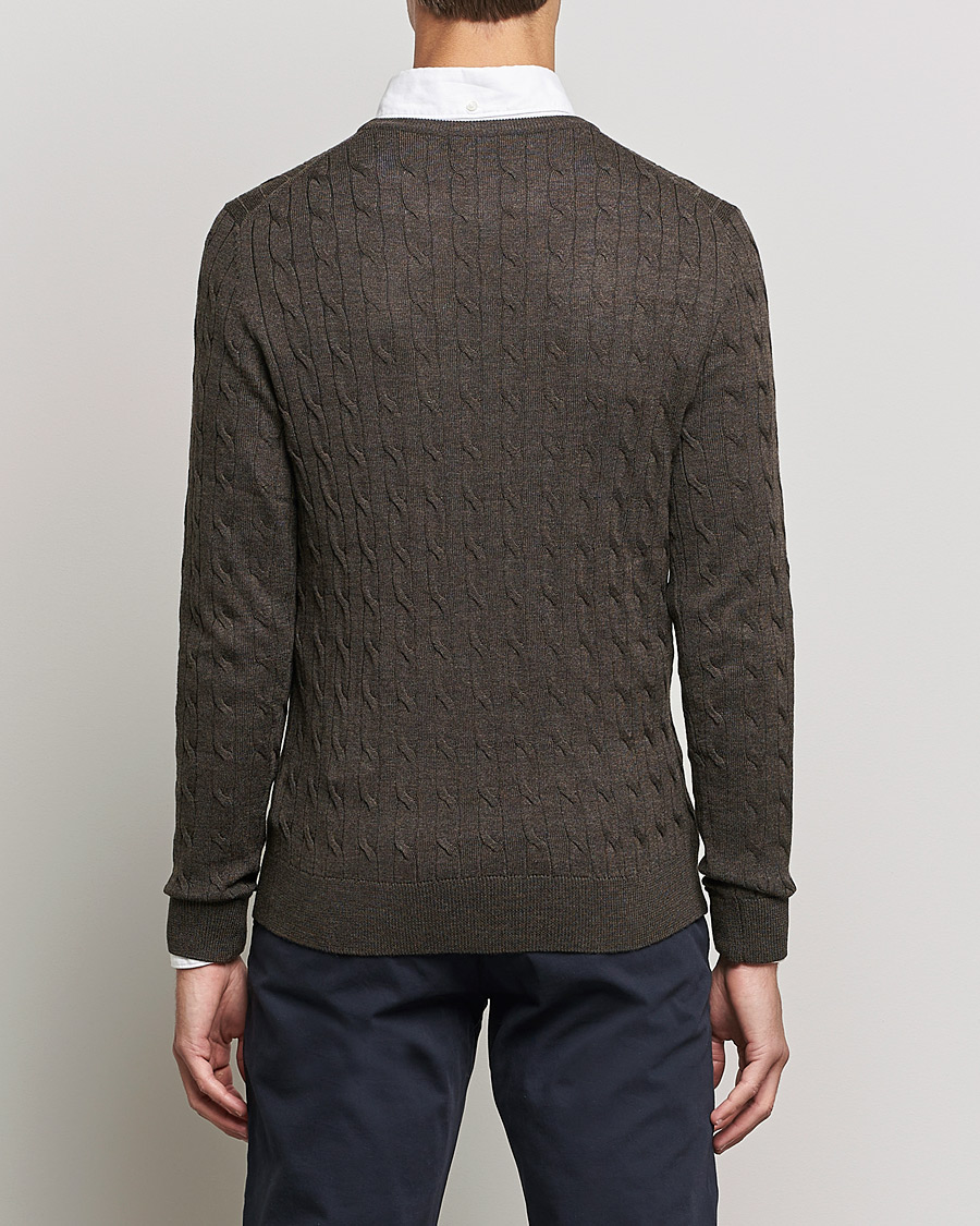 Herre | Gensere | Morris | Merino Cable Crew Neck Dark Brown