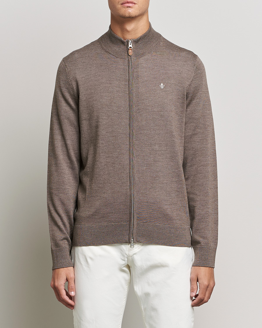 Herre | Full-zip | Morris | Merino Zip Cardigan Brown