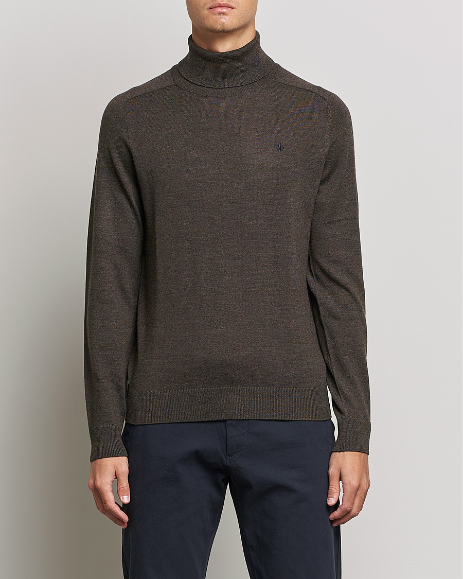 Herre | Klær | Morris | Merino Rollneck Dark Brown Melange