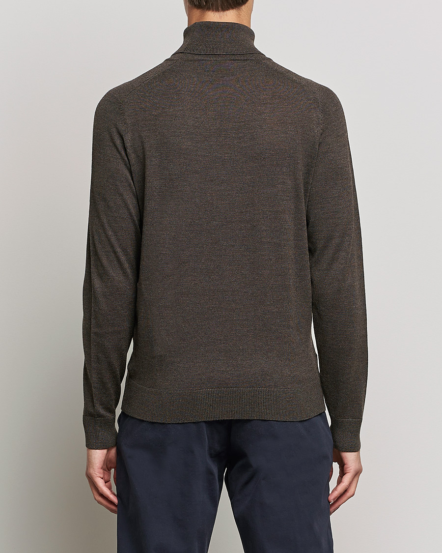 Herre | Gensere | Morris | Merino Rollneck Dark Brown Melange
