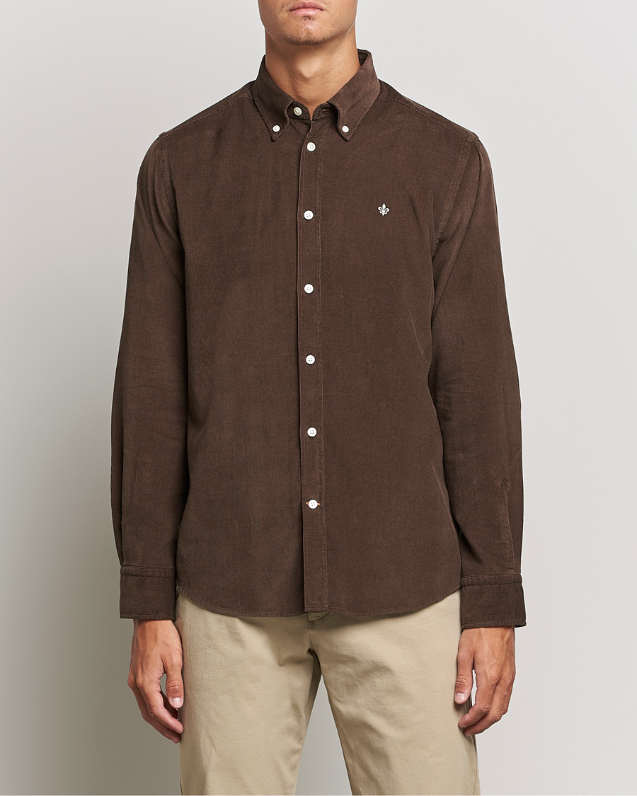 Herre | Skjorter | Morris | Douglas Corduroy Button Down Shirt Dark Brown