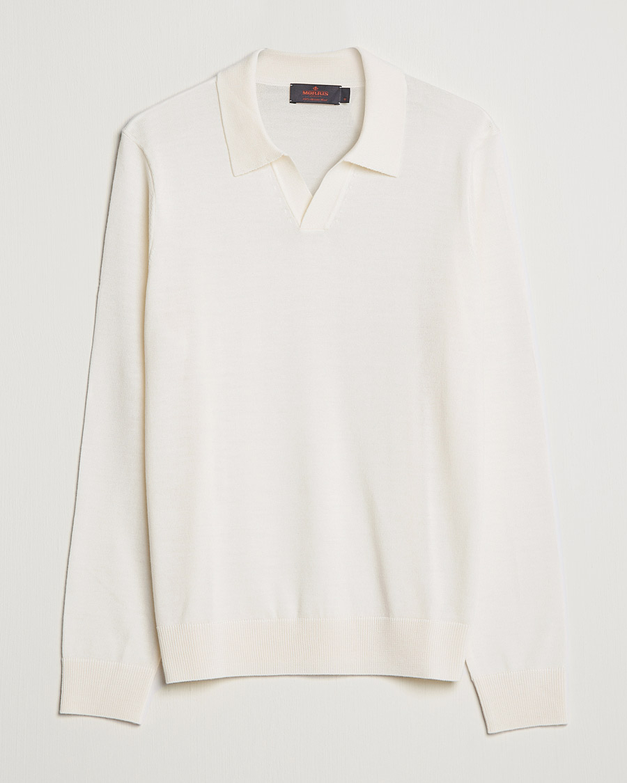 Herre | Gensere | Morris | Delon Merino Knitted Polo Shirt Off White