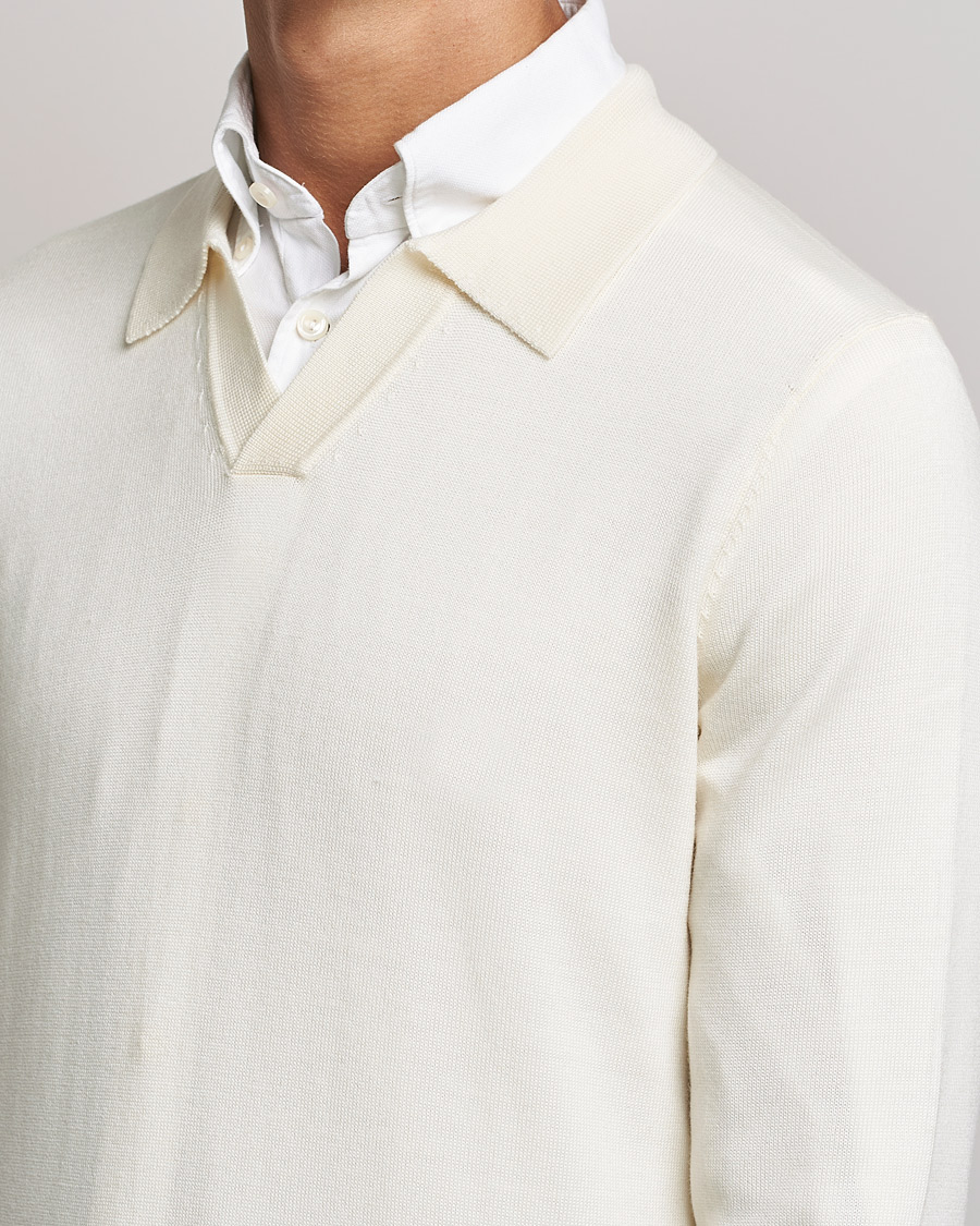 Herre | Gensere | Morris | Delon Merino Knitted Polo Shirt Off White