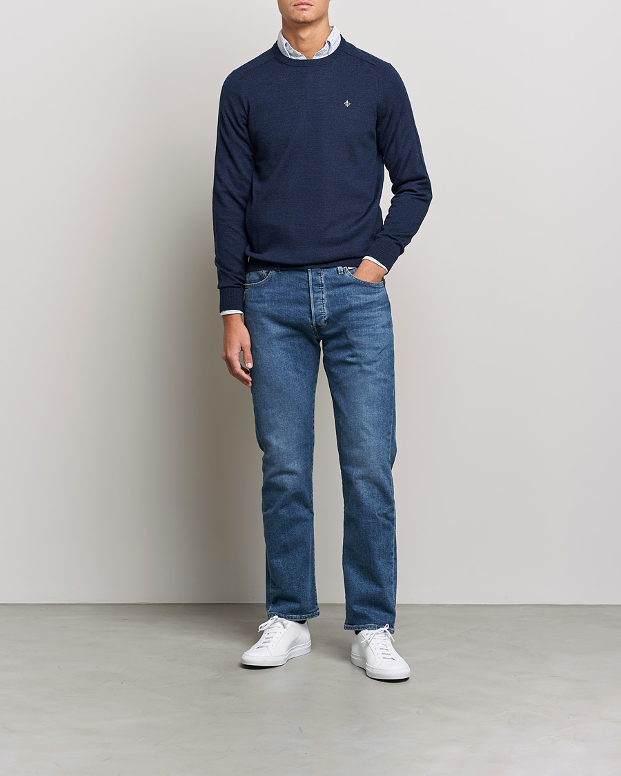 Herre | Gensere | Morris | Merino Crew Neck Pullover Blue