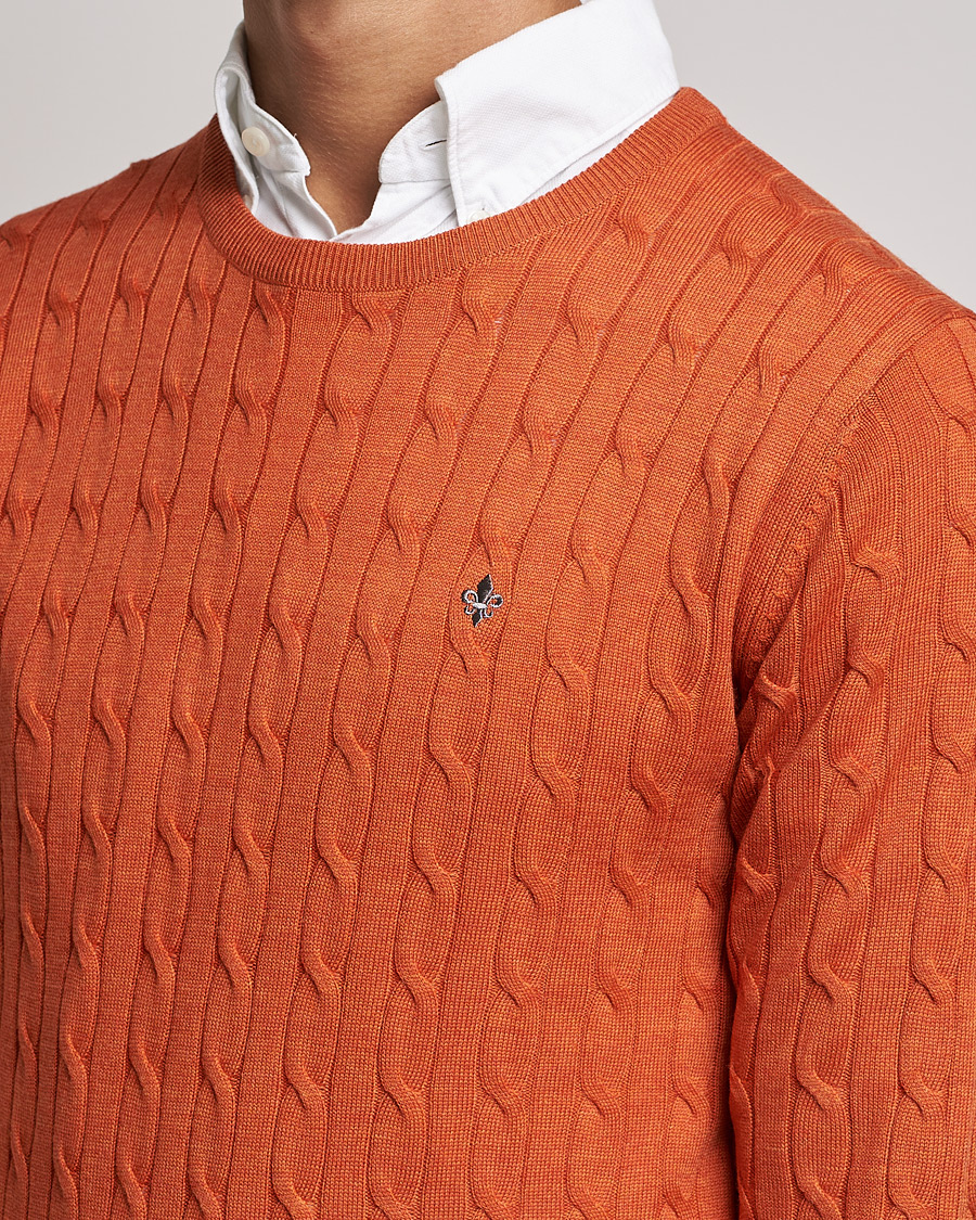 Herre | Gensere | Morris | Merino Cable Crew Neck Pullover Orange