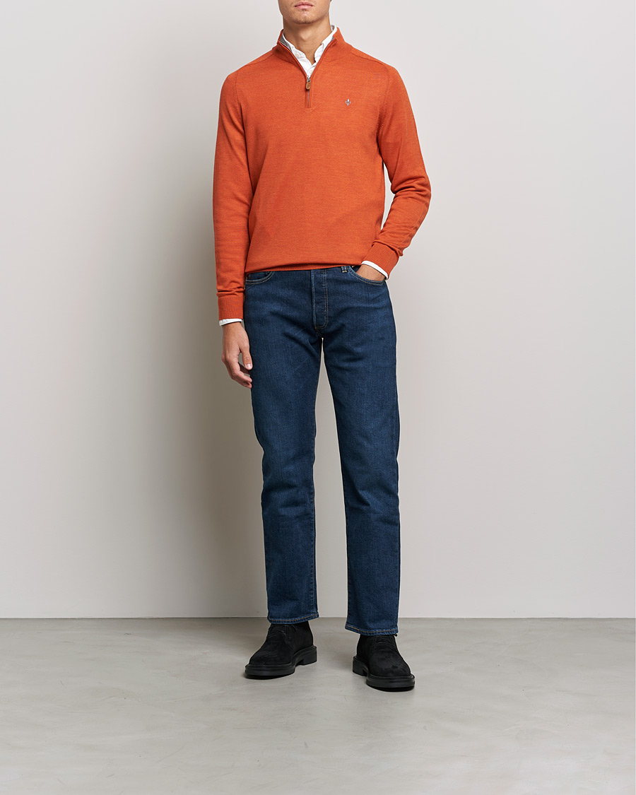 Herre | Gensere | Morris | John Merino Half Zip Orange