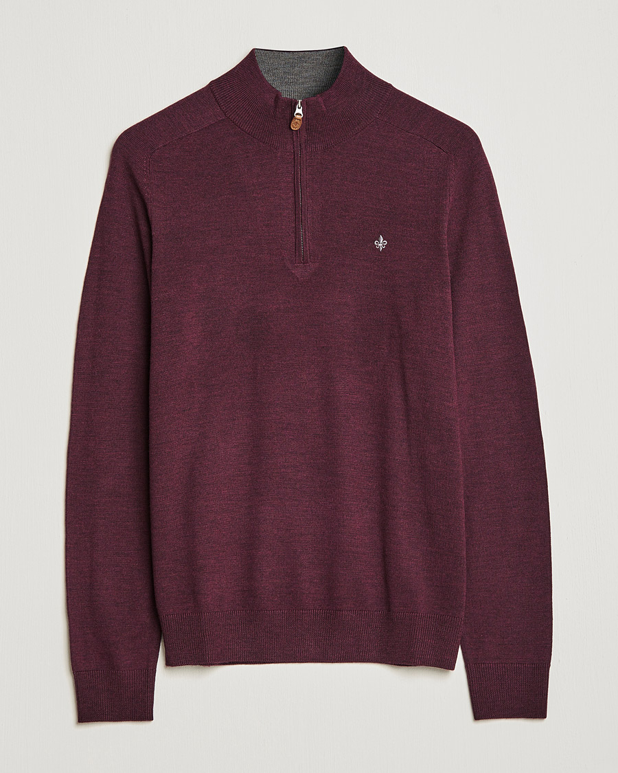 Herre | Gensere | Morris | John Merino Half Zip Burgundy