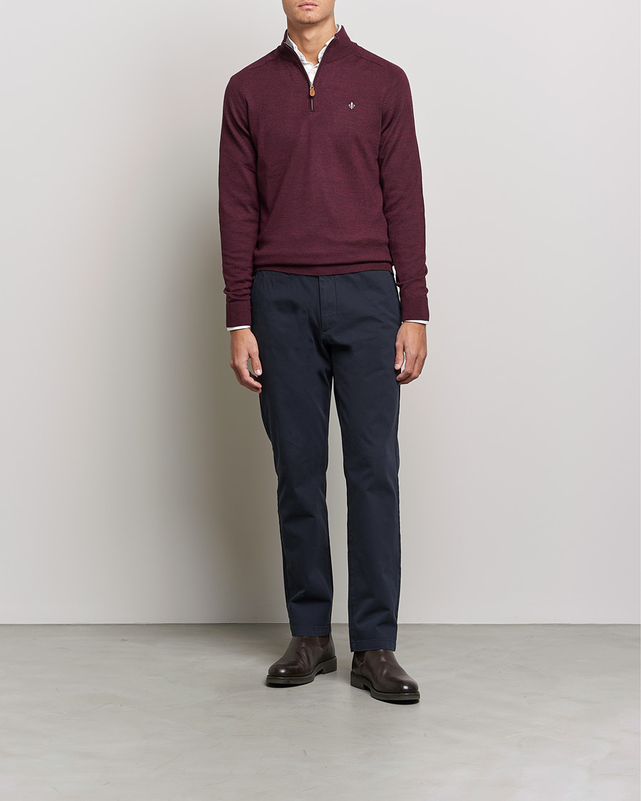 Herre | Gensere | Morris | John Merino Half Zip Burgundy
