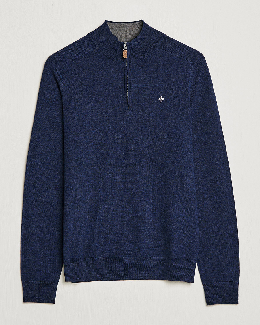 Herre | Gensere | Morris | John Merino Half Zip Blue