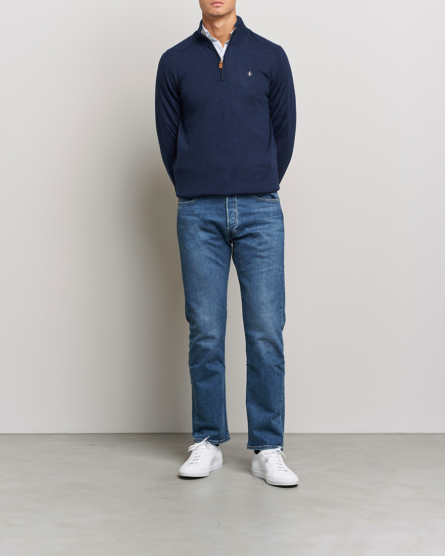 Herre | Gensere | Morris | John Merino Half Zip Blue