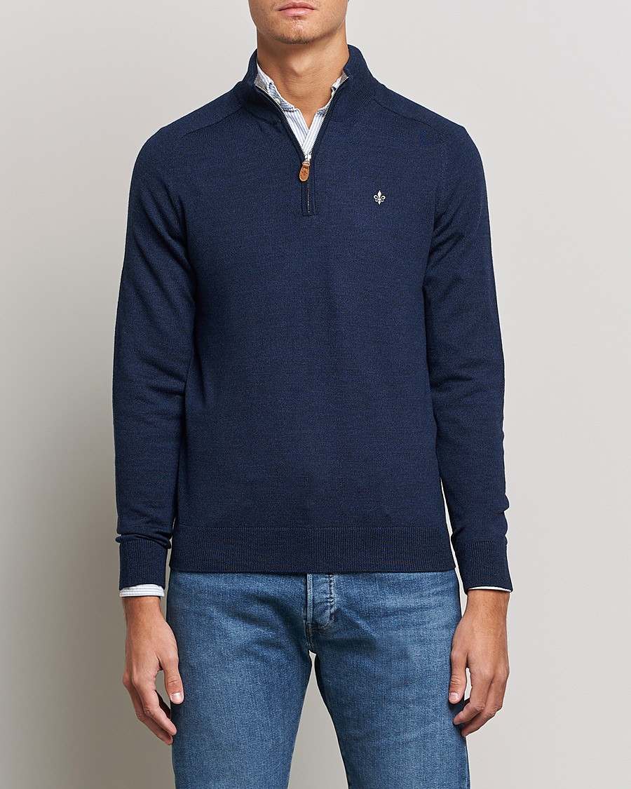 Herre | Gensere | Morris | John Merino Half Zip Blue
