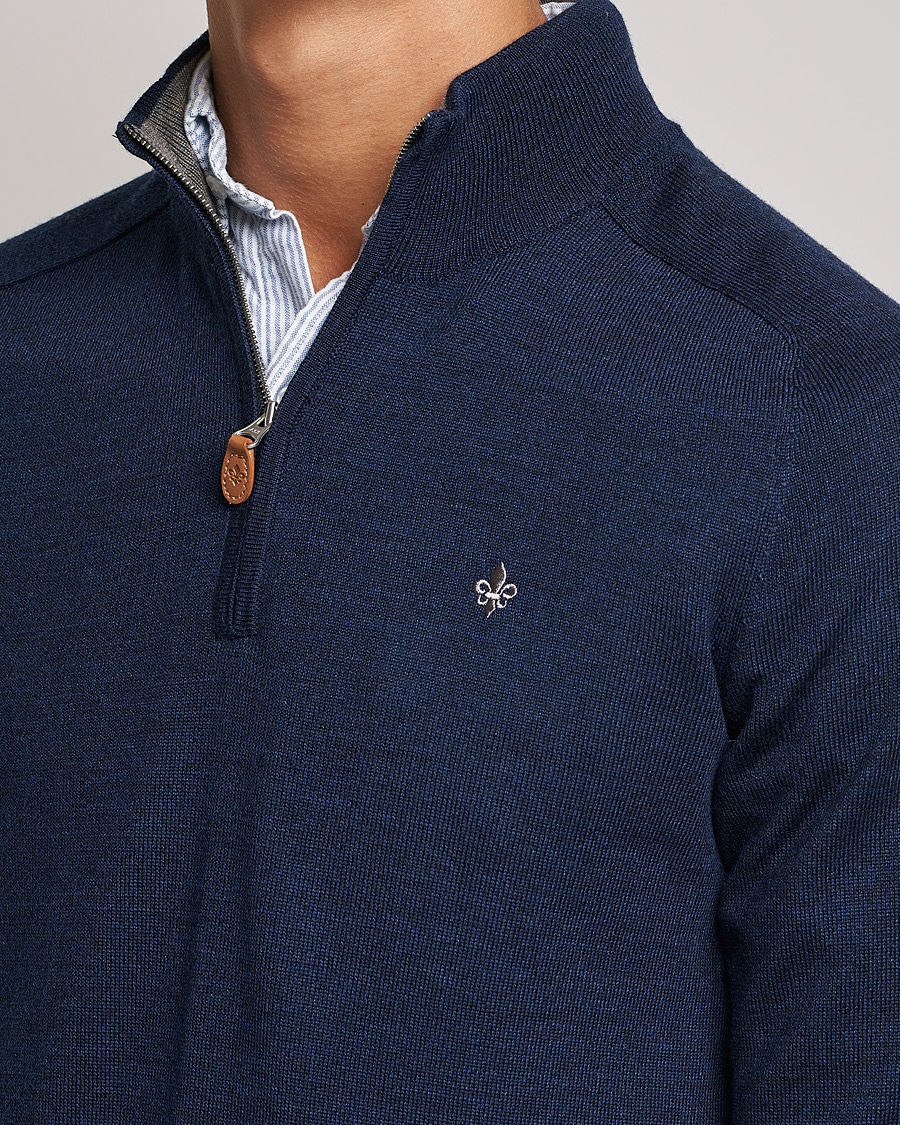 Herre | Gensere | Morris | John Merino Half Zip Blue