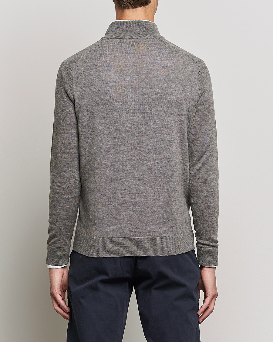 Herre | Gensere | Morris | John Merino Half Zip Medium Brown Melange