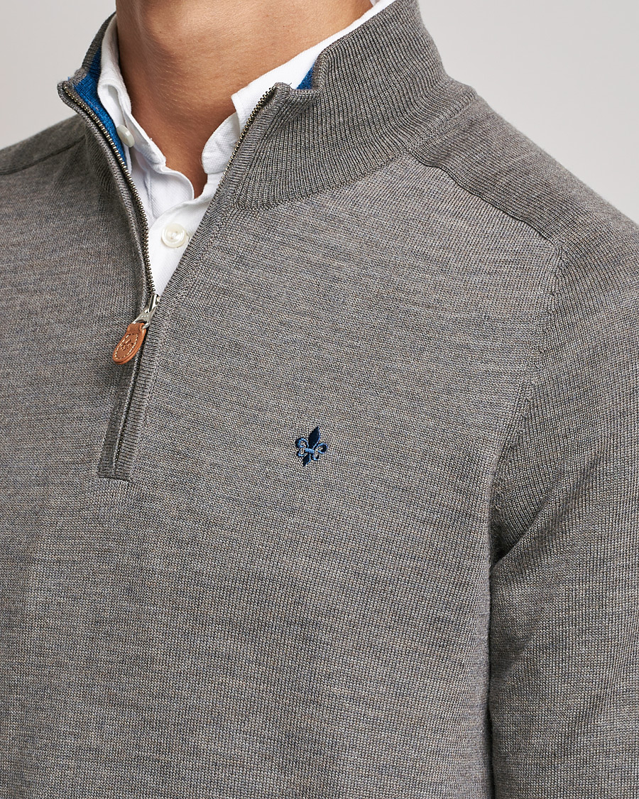 Herre | Gensere | Morris | John Merino Half Zip Medium Brown Melange