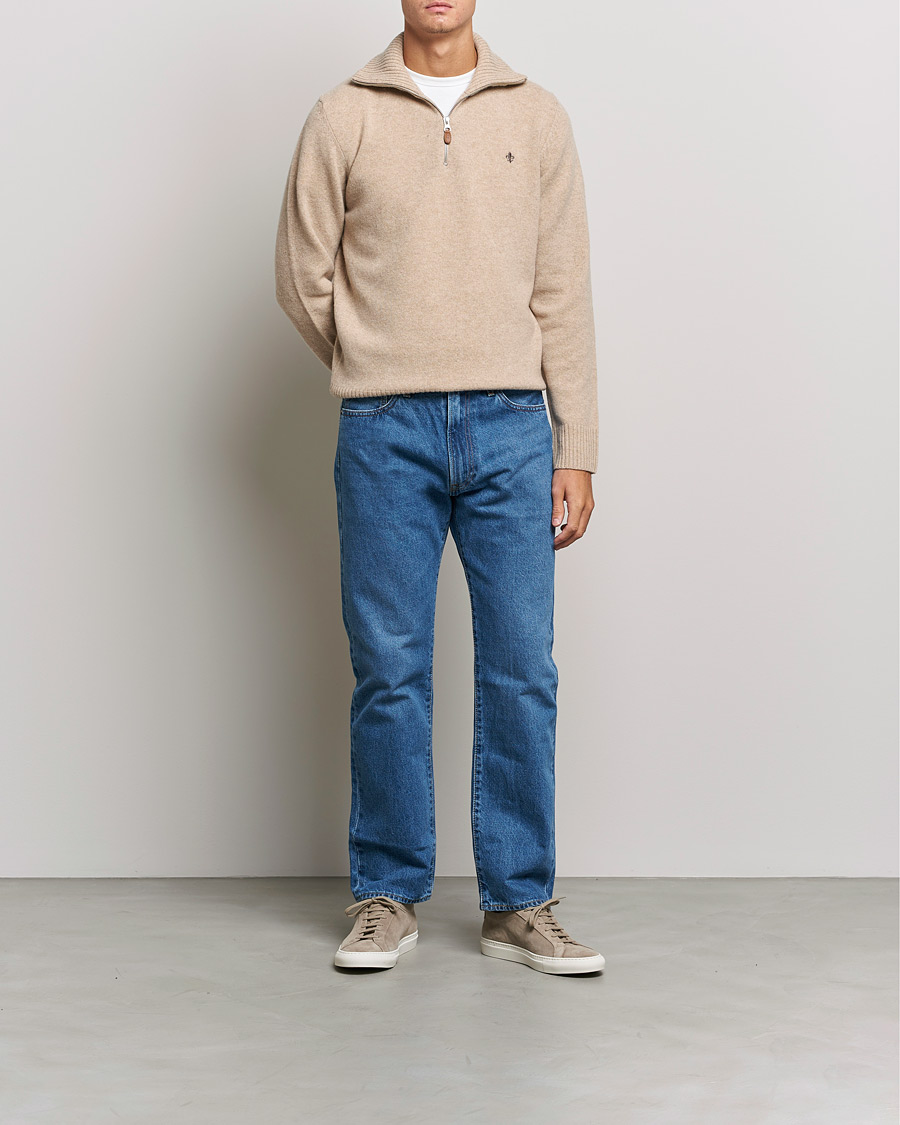 Herre | Gensere | Morris | Kieran Wool Half Zip Khaki