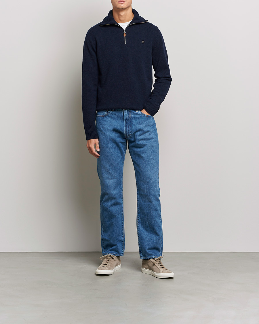 Herre | Gensere | Morris | Kieran Wool Half Zip Navy