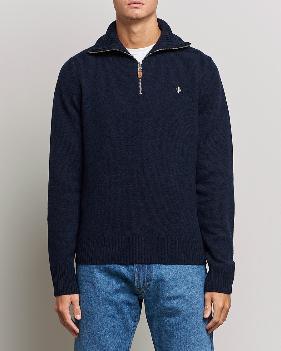 Herre | Gensere | Morris | Kieran Wool Half Zip Navy