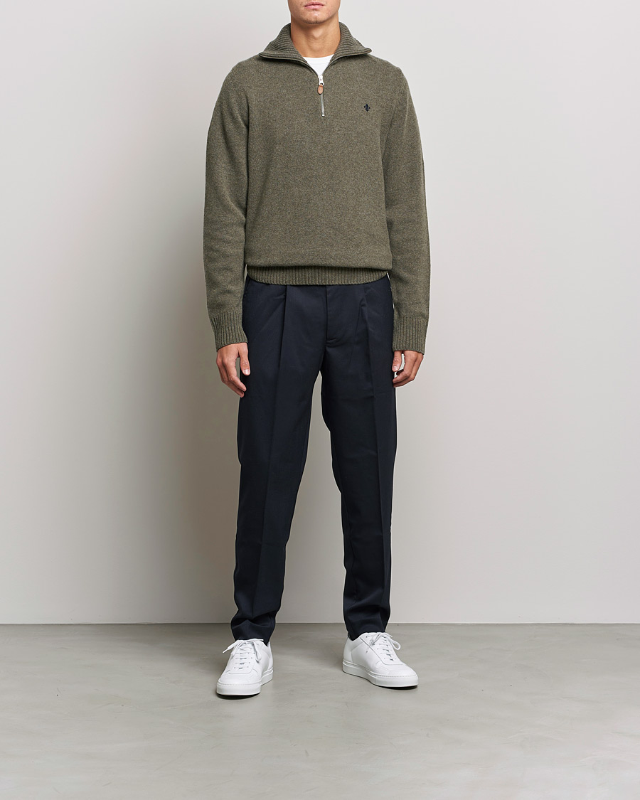 Herre | Gensere | Morris | Kieran Wool Half Zip Olive