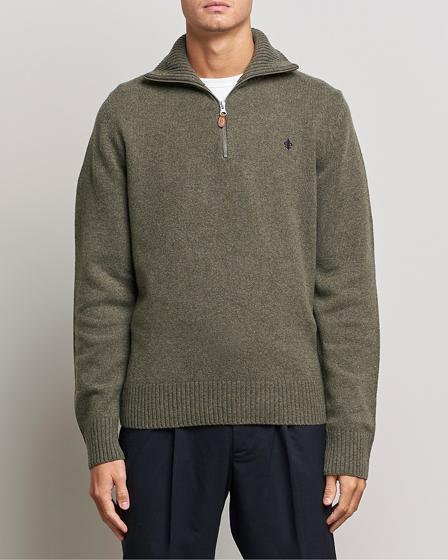 Herre | Gensere | Morris | Kieran Wool Half Zip Olive