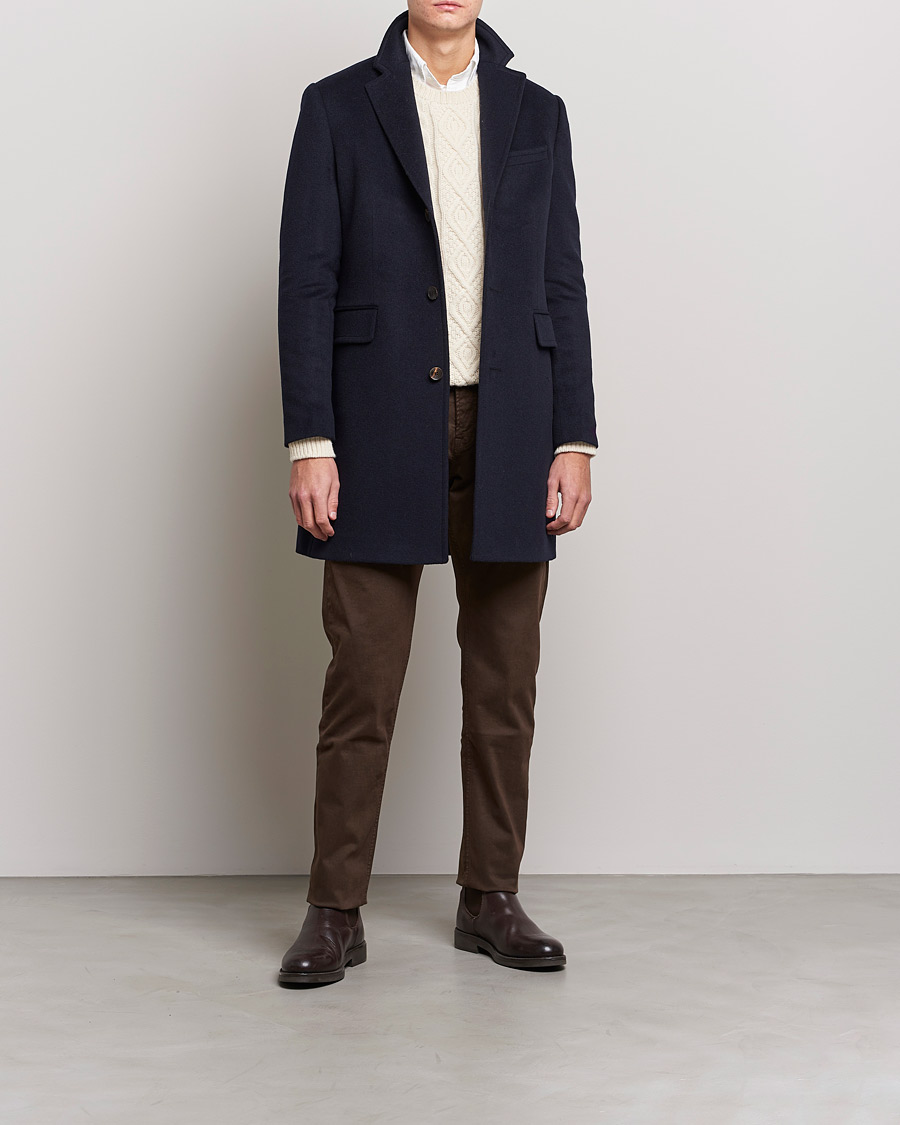 Herre | Jakker | Morris | Wool/Cashmere Coat Navy