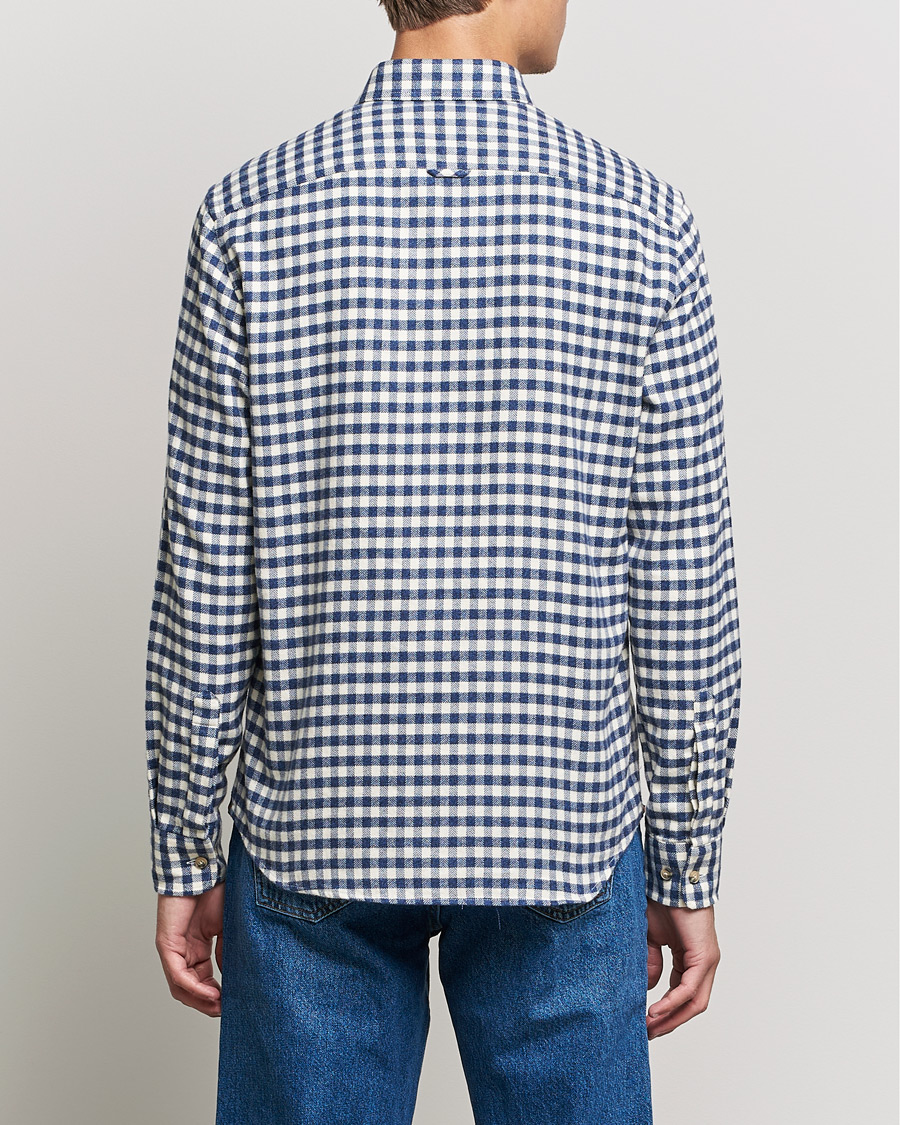 Herre | Skjorter | Morris | Brushed Twill Checked Shirt Navy/White