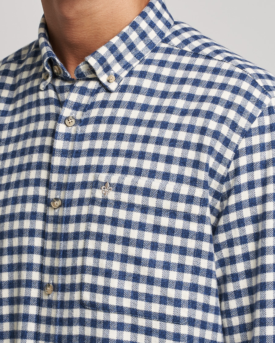 Herre | Skjorter | Morris | Brushed Twill Checked Shirt Navy/White