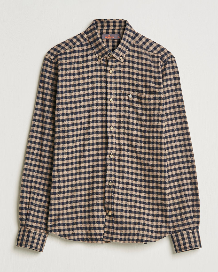 Herre |  | Morris | Brushed Twill Checked Shirt Navy/Brown
