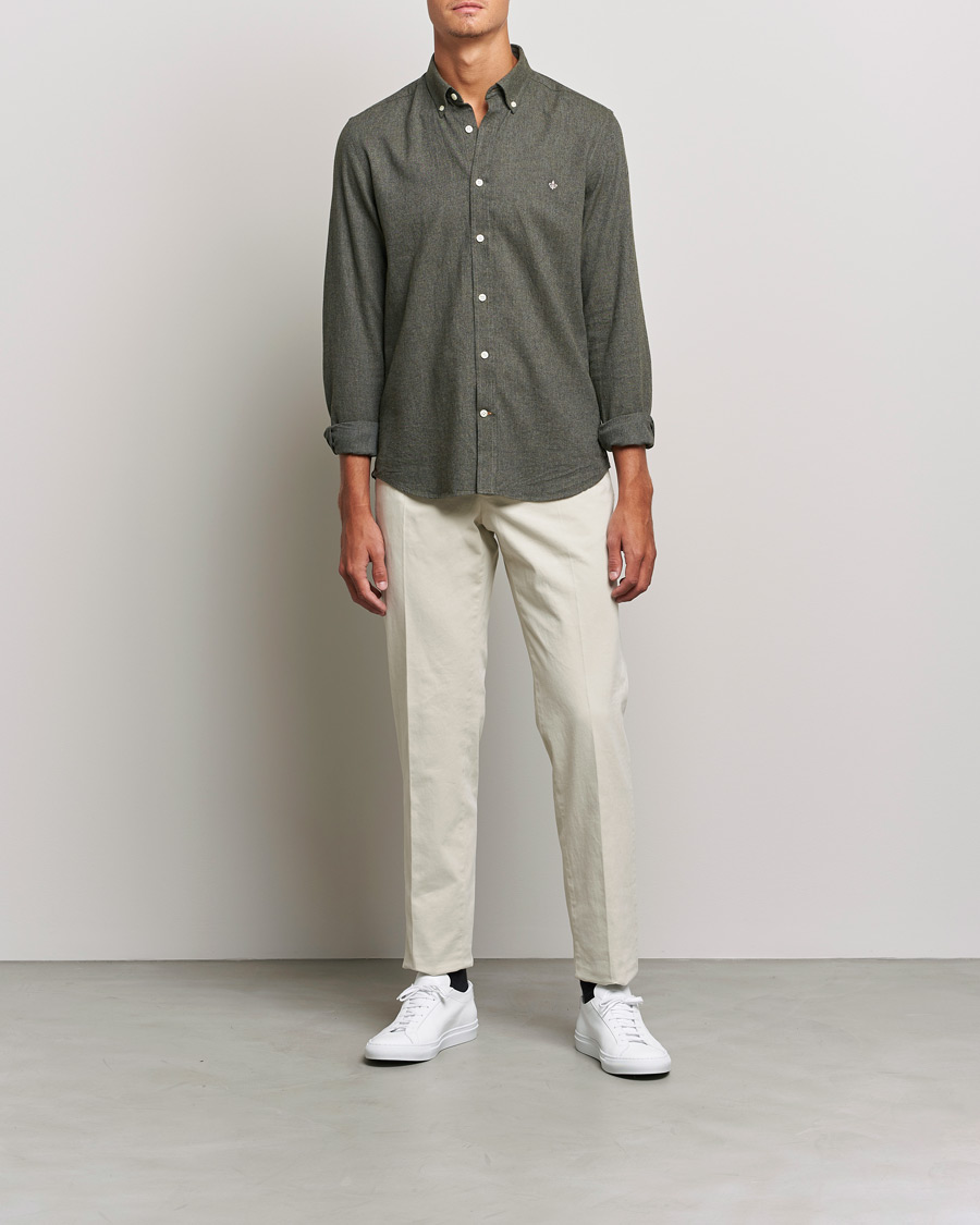 Herre | Flanellskjorter | Morris | Watts Flannel Button Down Shirt Dark Olive