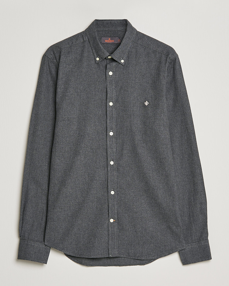 Herre | Skjorter | Morris | Watts Flannel Button Down Shirt Dark Grey
