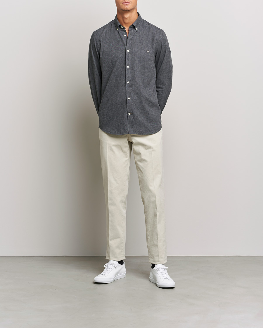 Herre | Skjorter | Morris | Watts Flannel Button Down Shirt Dark Grey