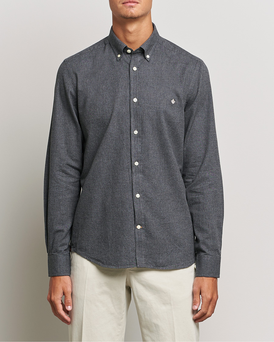 Herre | Skjorter | Morris | Watts Flannel Button Down Shirt Dark Grey