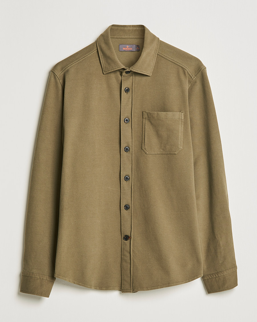 Herre | Skjorter | Morris | Cotton Jersey Overshirt Olive
