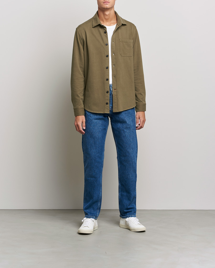 Herre | Skjorter | Morris | Cotton Jersey Overshirt Olive