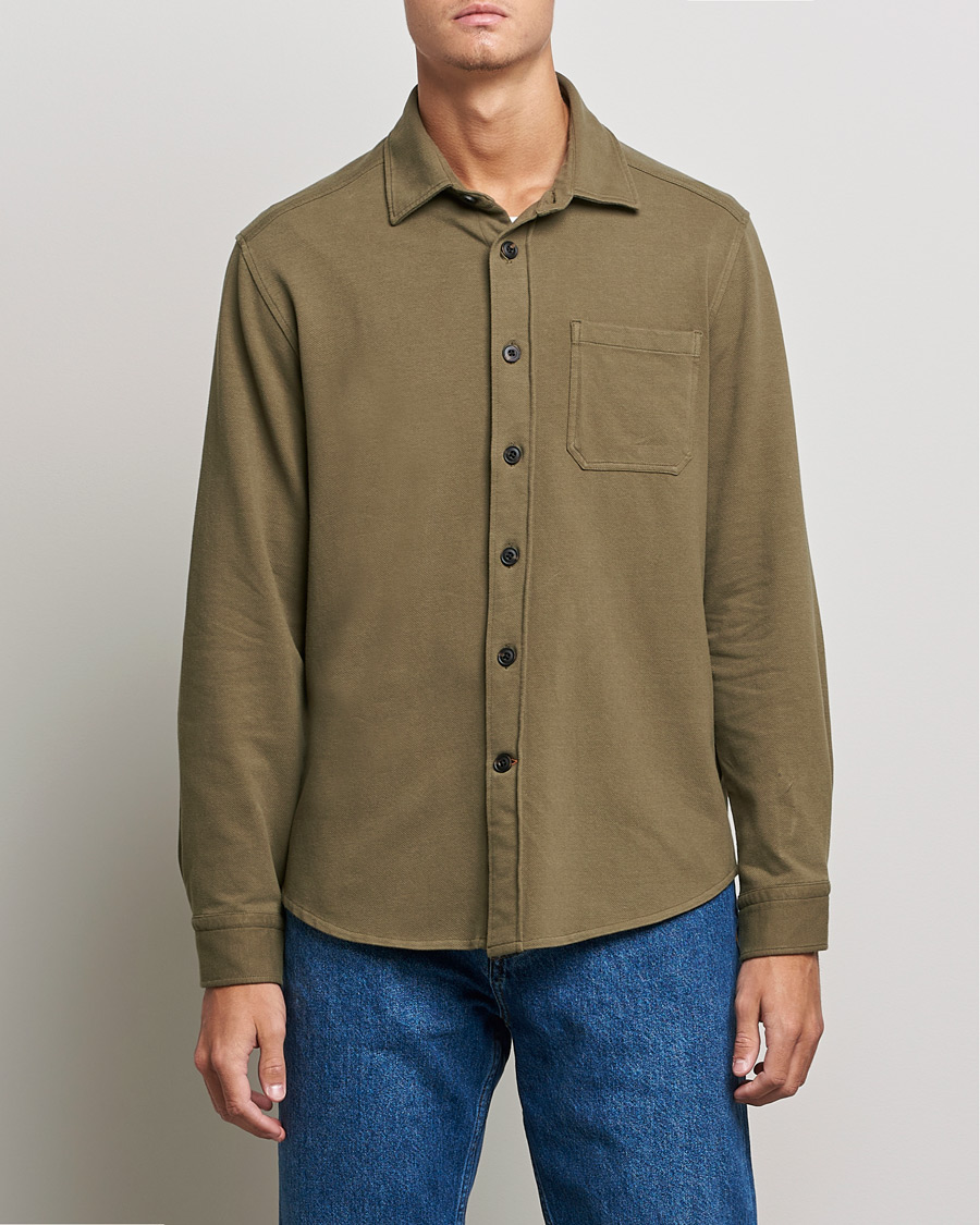 Herre | Skjorter | Morris | Cotton Jersey Overshirt Olive