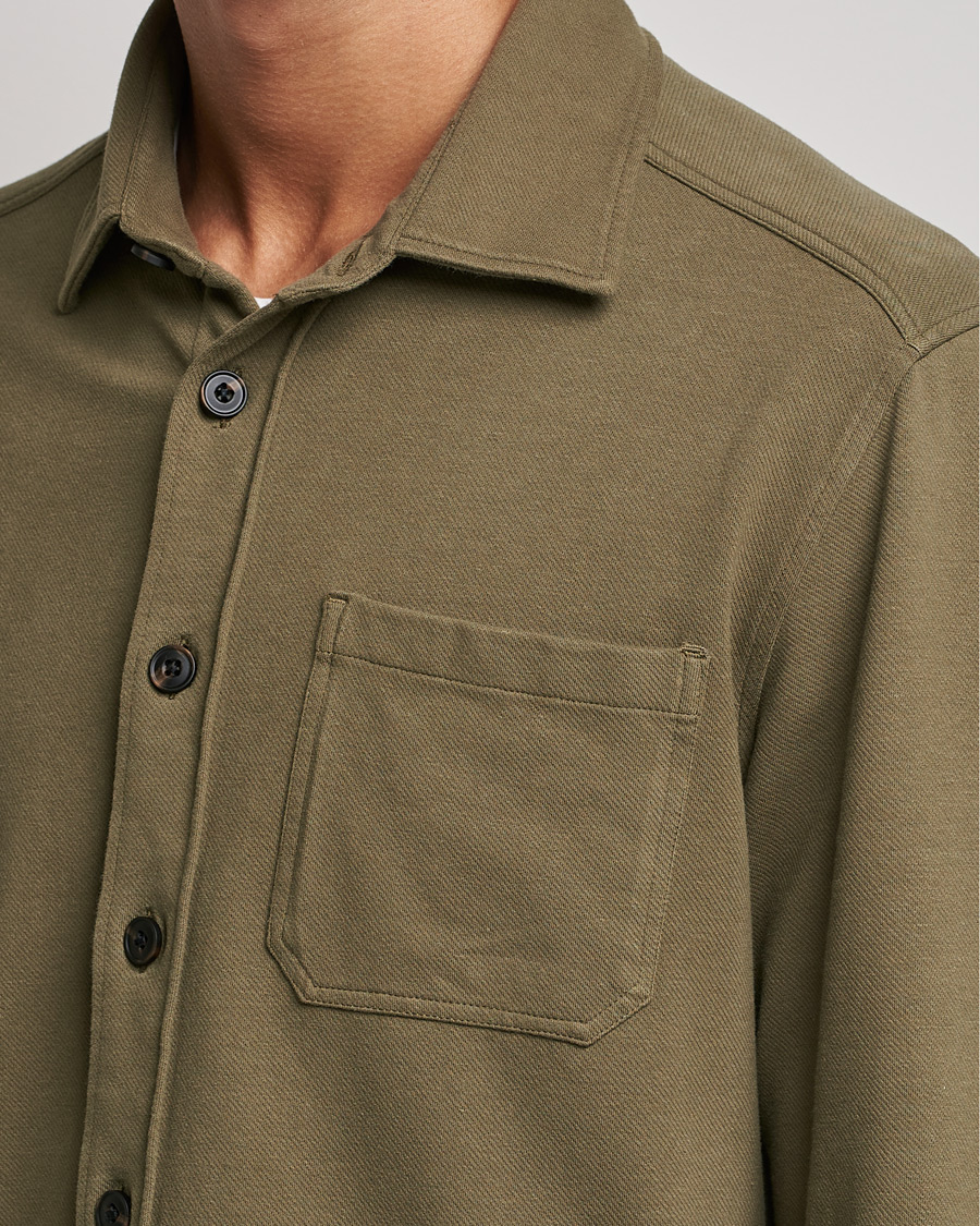 Herre | Skjorter | Morris | Cotton Jersey Overshirt Olive