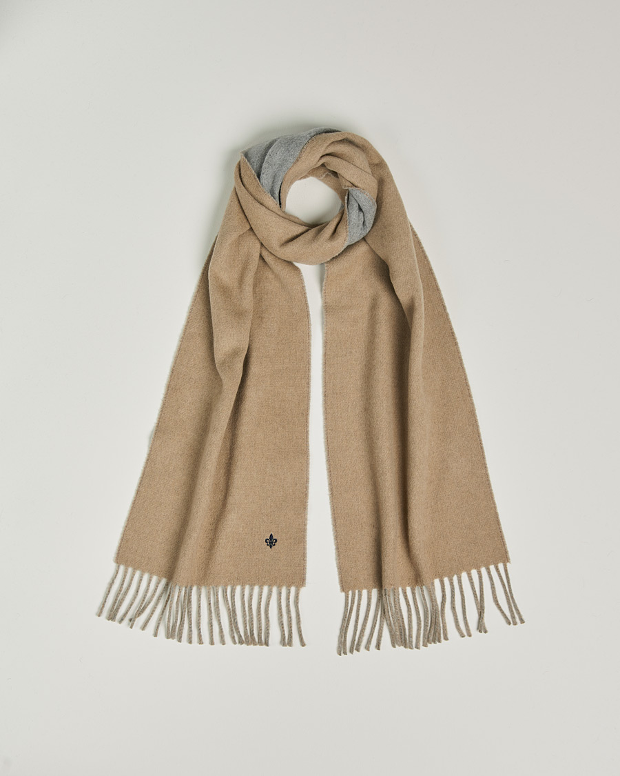 Herre | Morris Double Face Wool Scarf Khaki/Grey | Morris | Double Face Wool Scarf Khaki/Grey