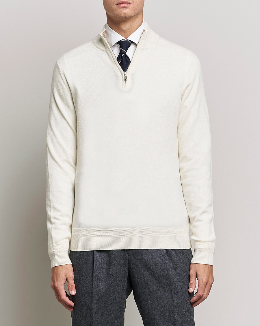 Herre | Morris Heritage | Morris Heritage | Dalton Wool/Cashmere Half Zip Off White